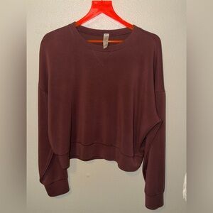 Spanx AirEssentials Rusty Brown Cropped Sweatshirt Lounge Top LG